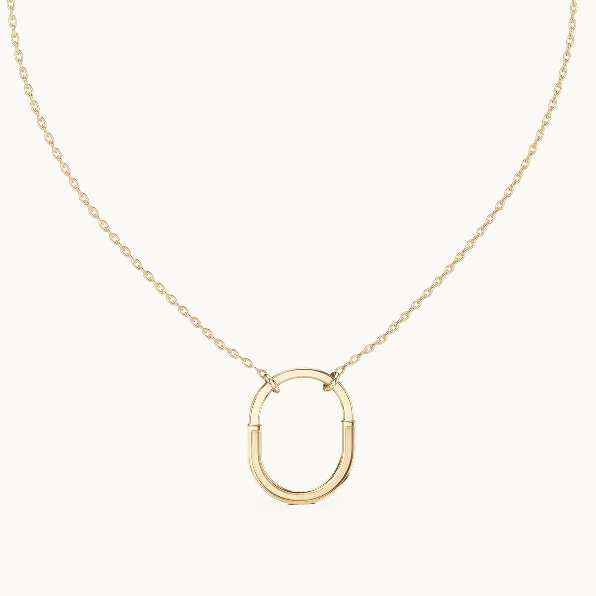 Round lab-grown diamond pave open oval pendant in yellow gold, 0.105 CT TW, view 4