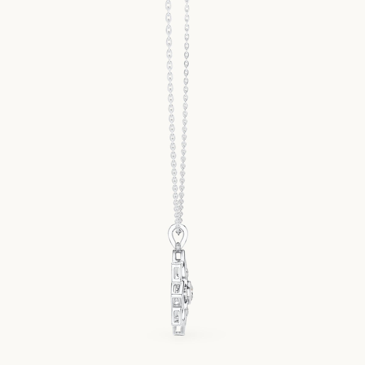 Round lab-grown diamond flower pendant in white gold, 0.45 CT TW, view 3