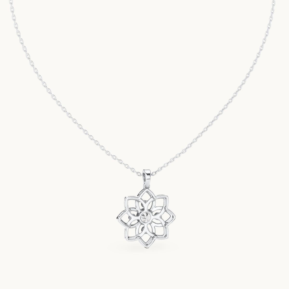 Round lab-grown diamond flower pendant in white gold, 0.45 CT TW, view 4