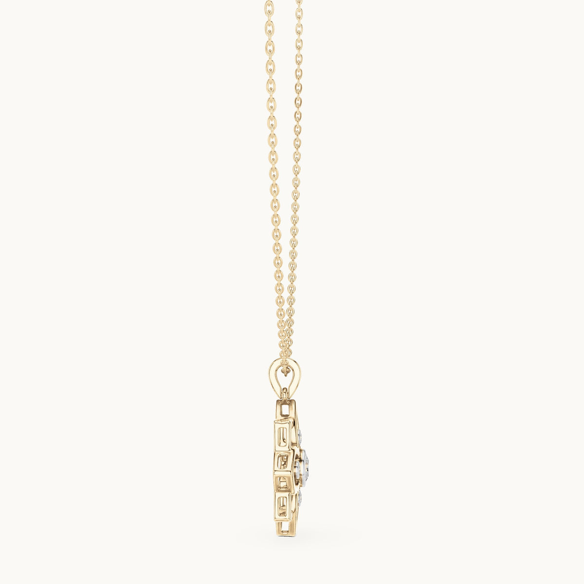 Round lab-grown diamond flower pendant in yellow gold, 0.45 CT TW, view 3