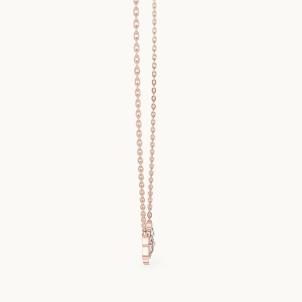 Round lab-grown diamond love script pendant in rose gold, 0.094 CT TW, view 3