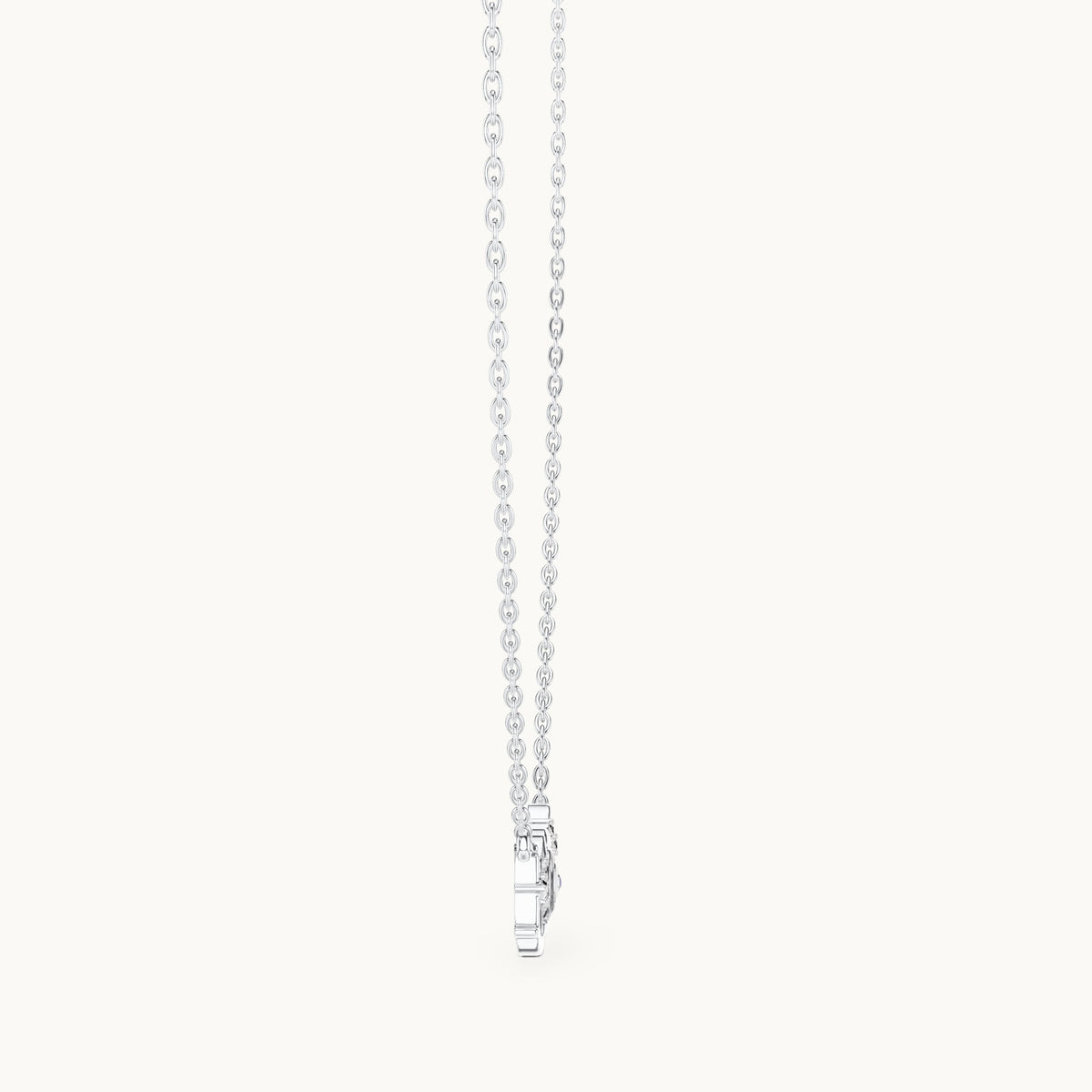 Round lab-grown diamond love script pendant in white gold, 0.094 CT TW, view 3