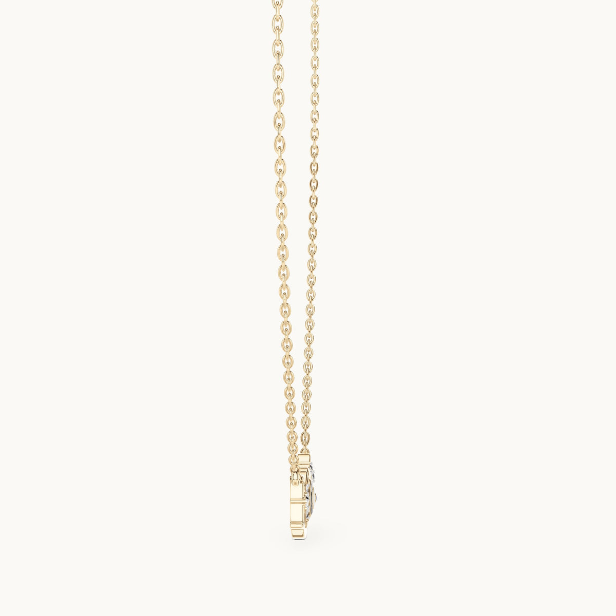 Round lab-grown diamond love script pendant in yellow gold, 0.094 CT TW, view 3