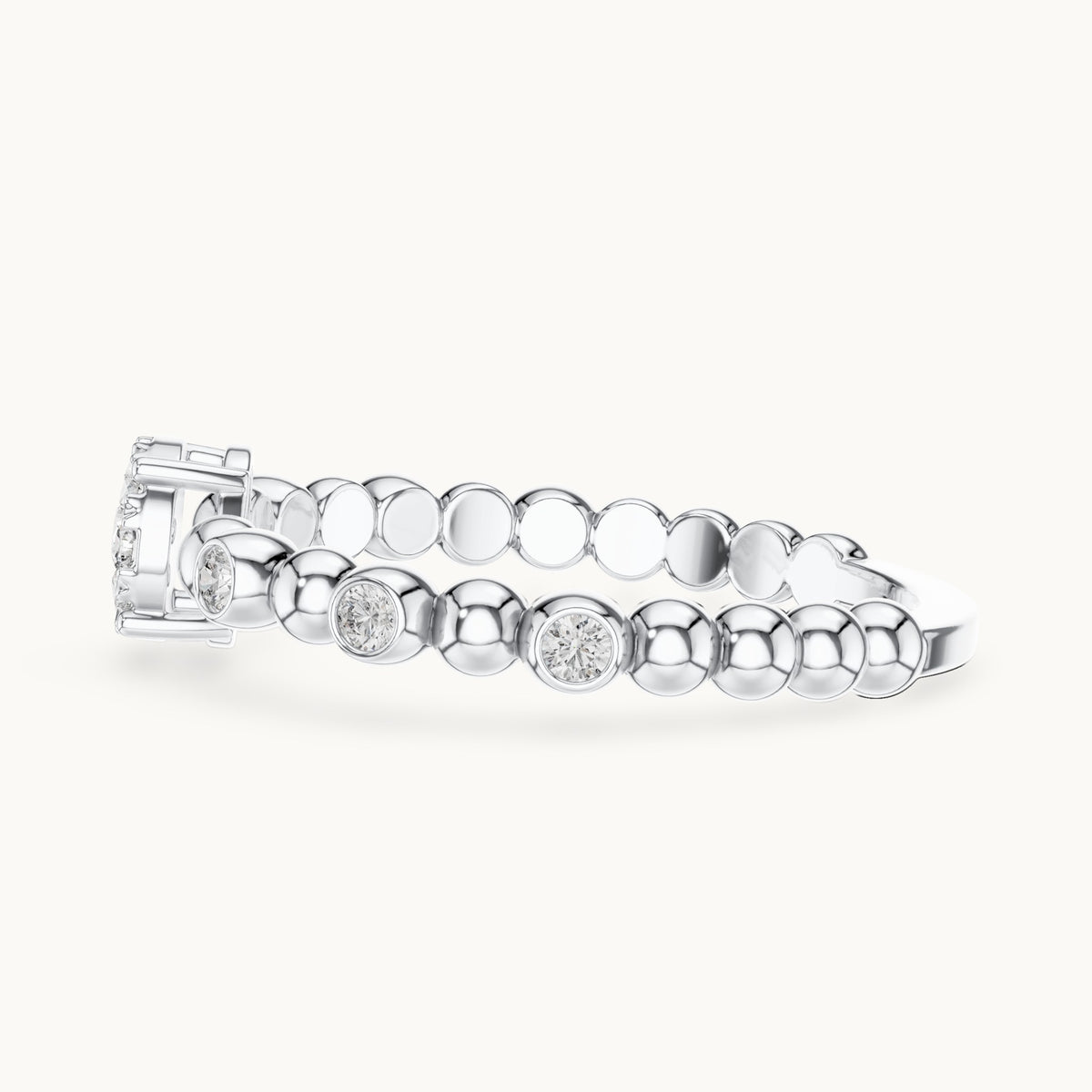 Round lab-grown diamond beaded band cluster ring in white gold, 0.238 CT TW, view 3