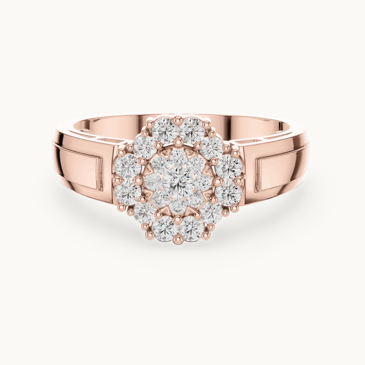 Round lab-grown diamond cluster halo ring in rose gold, 0.402 CT TW, view 4