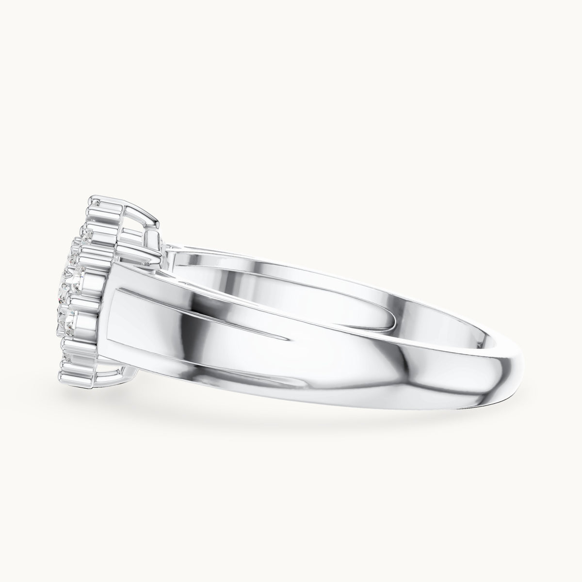 Round lab-grown diamond cluster halo ring in white gold, 0.402 CT TW, view 3