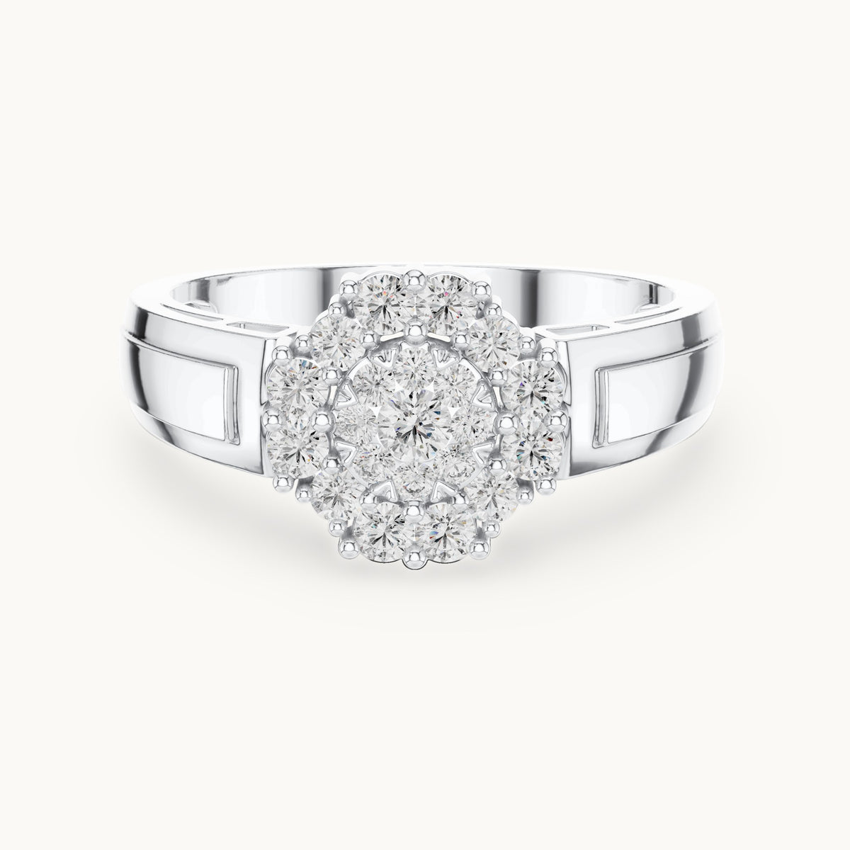 Round lab-grown diamond cluster halo ring in white gold, 0.402 CT TW, view 4