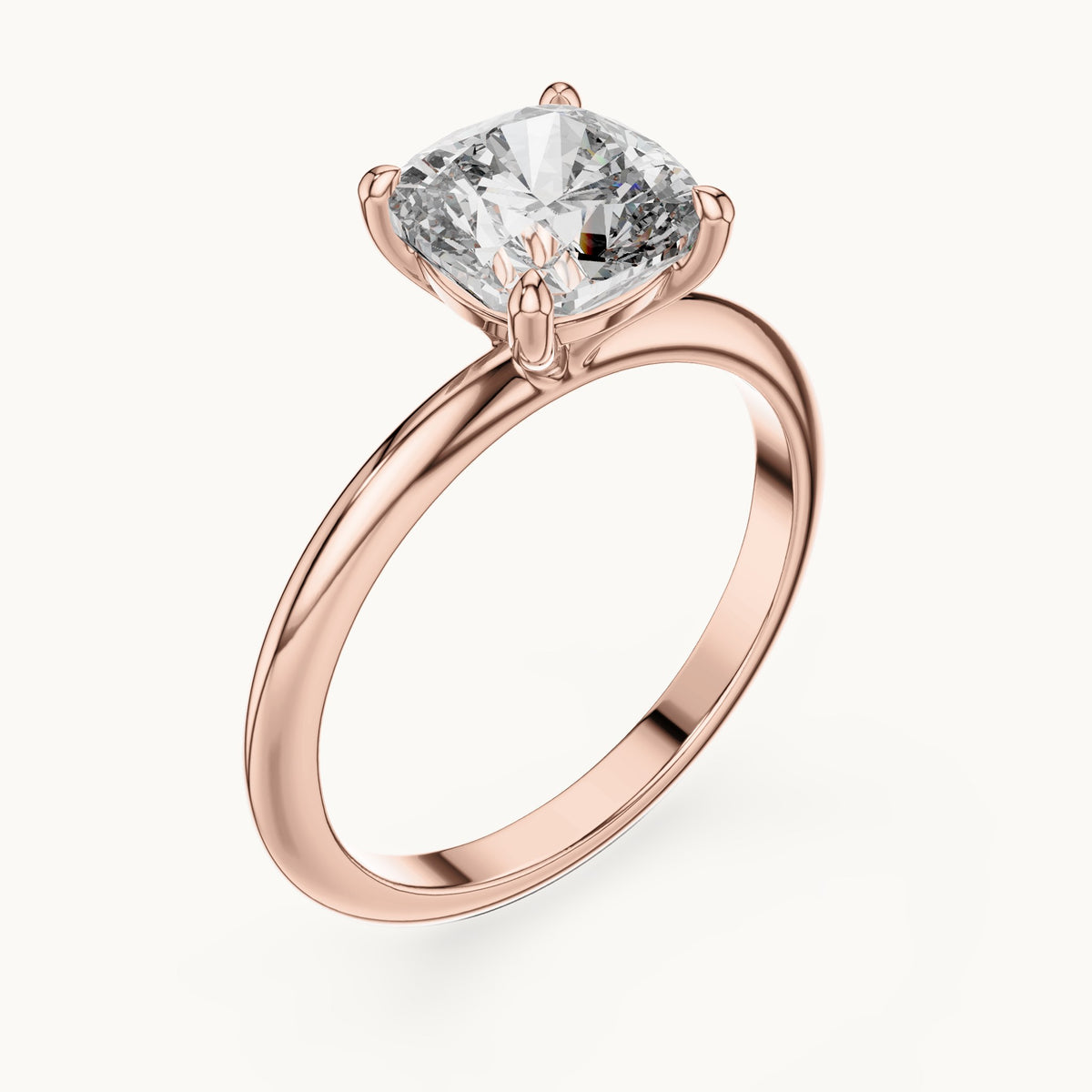Cushion-cut lab-grown diamond solitaire engagement ring in rose gold, 2.00 CT TW, view 2