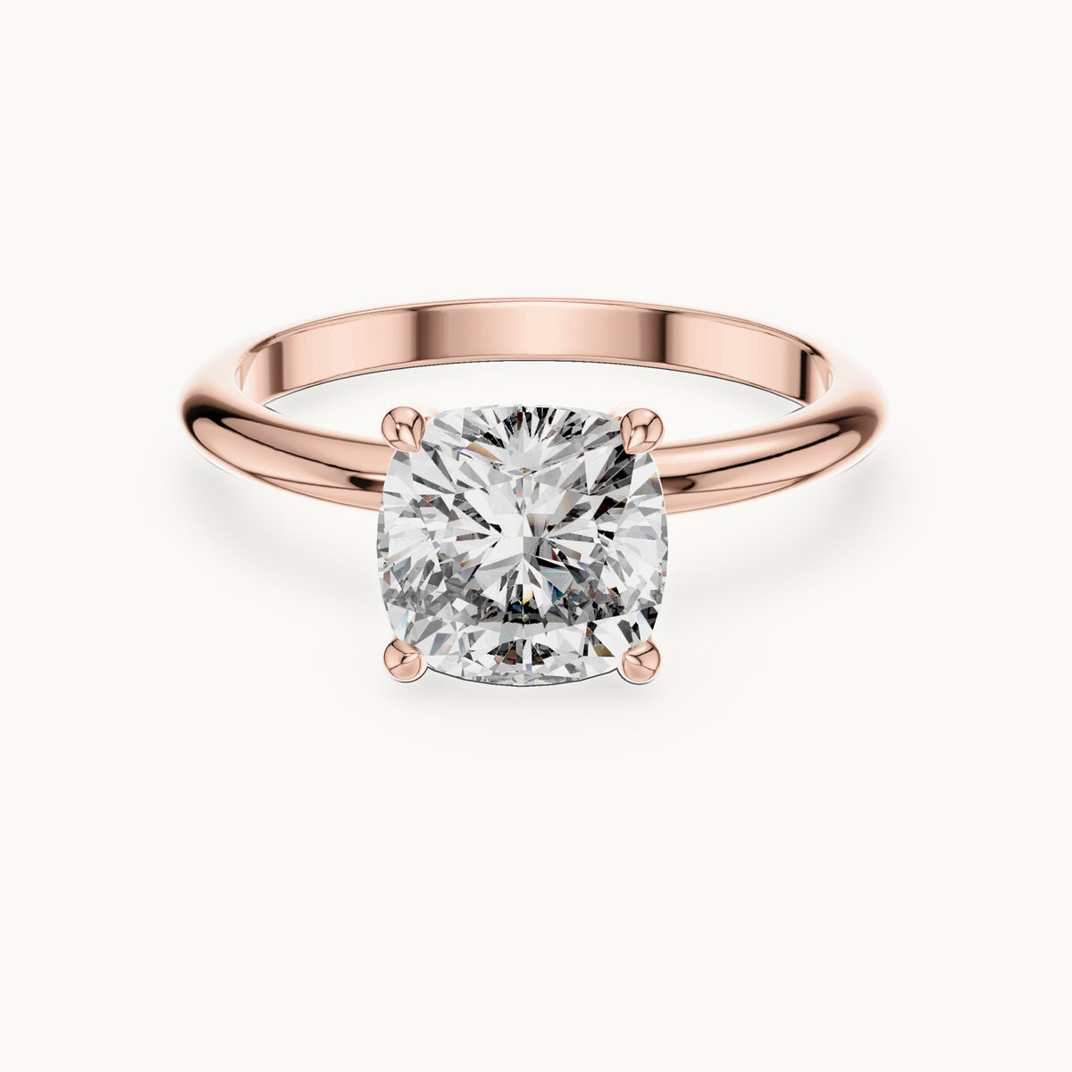 Cushion-cut lab-grown diamond solitaire engagement ring in rose gold, 2.00 CT TW, view 4
