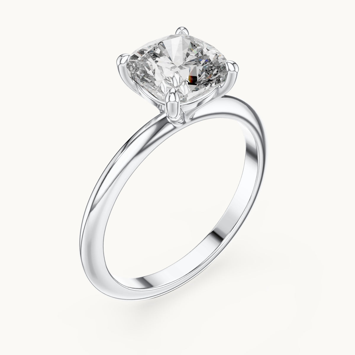 Cushion-cut lab-grown diamond solitaire engagement ring in white gold, 2.00 CT TW, view 2
