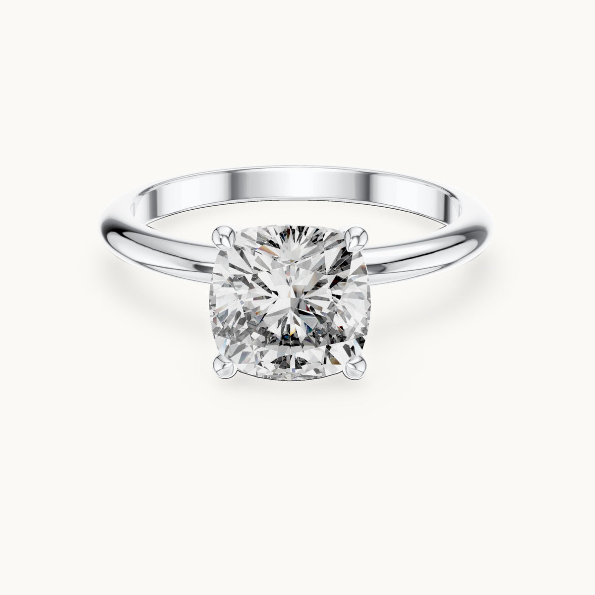 Cushion-cut lab-grown diamond solitaire engagement ring in white gold, 2.00 CT TW, view 4