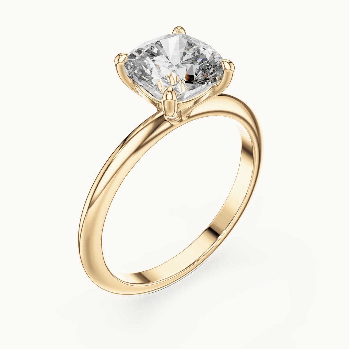 Cushion-cut lab-grown diamond solitaire engagement ring in yellow gold, 2.00 CT TW, view 2