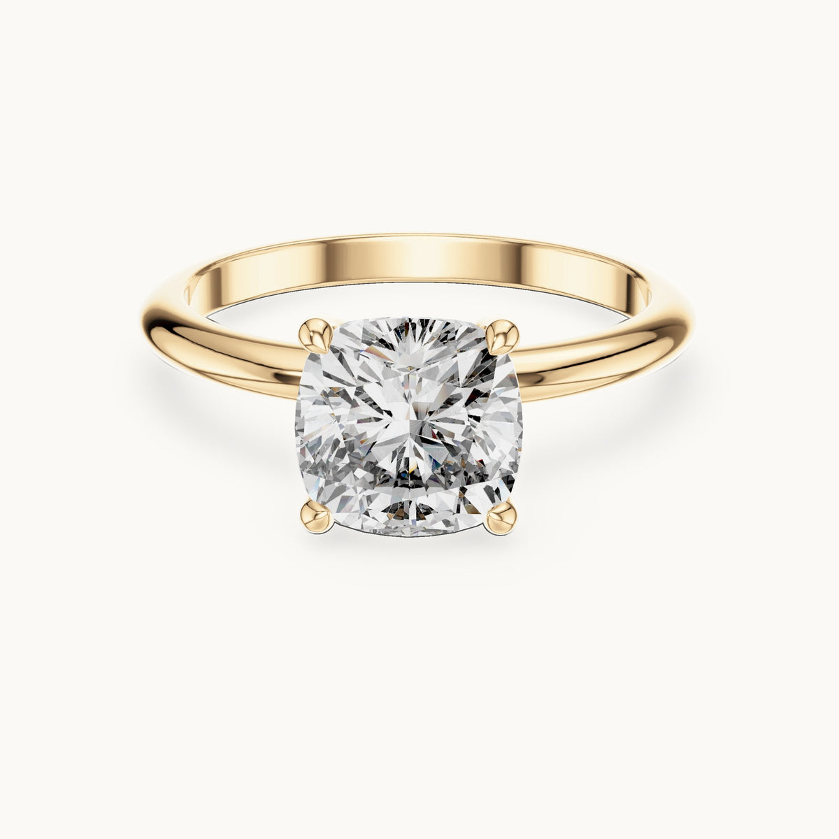 Cushion-cut lab-grown diamond solitaire engagement ring in yellow gold, 2.00 CT TW, view 4