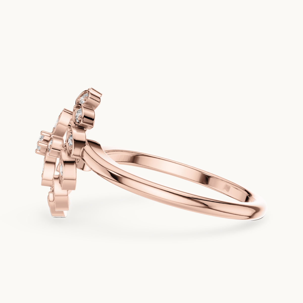 Round lab-grown diamond floral ring in rose gold, 0.195 CT TW, view 3