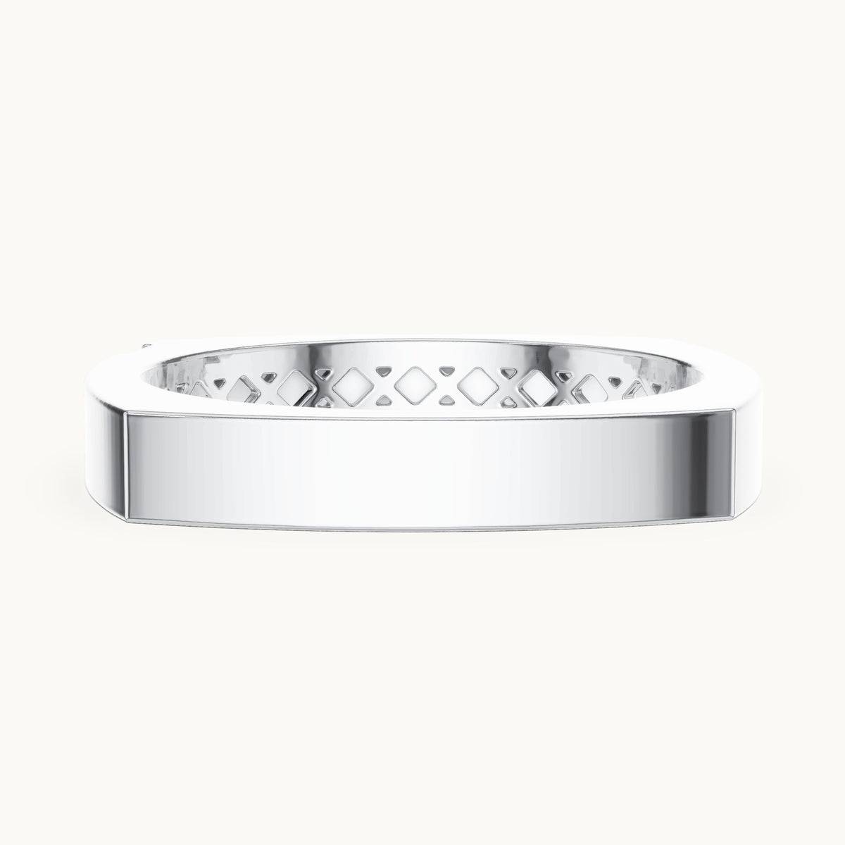 Round lab-grown diamond square band ring in white gold, 0.02 CT TW, view 3
