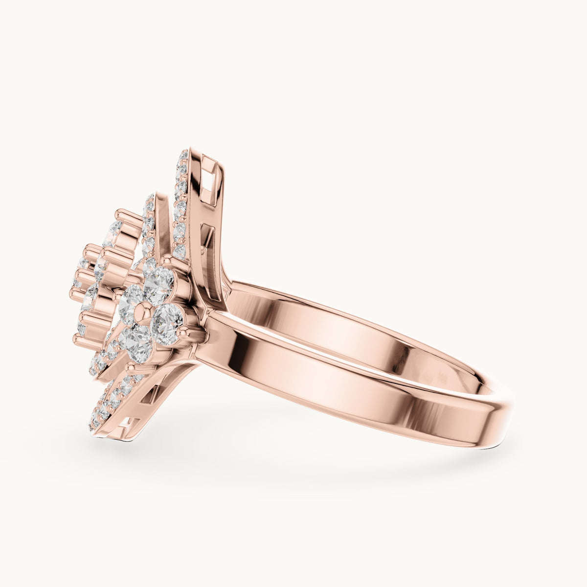 Round lab-grown diamond cluster ring in rose gold, 0.90 CT TW, view 3