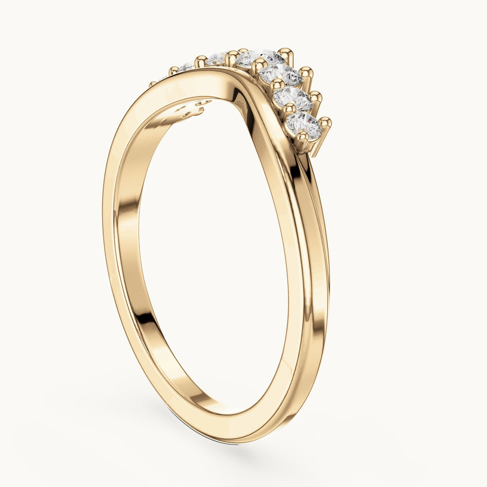 Round lab-grown diamond curved crown wedding band in yellow gold, 0.255 CT TW, view 1