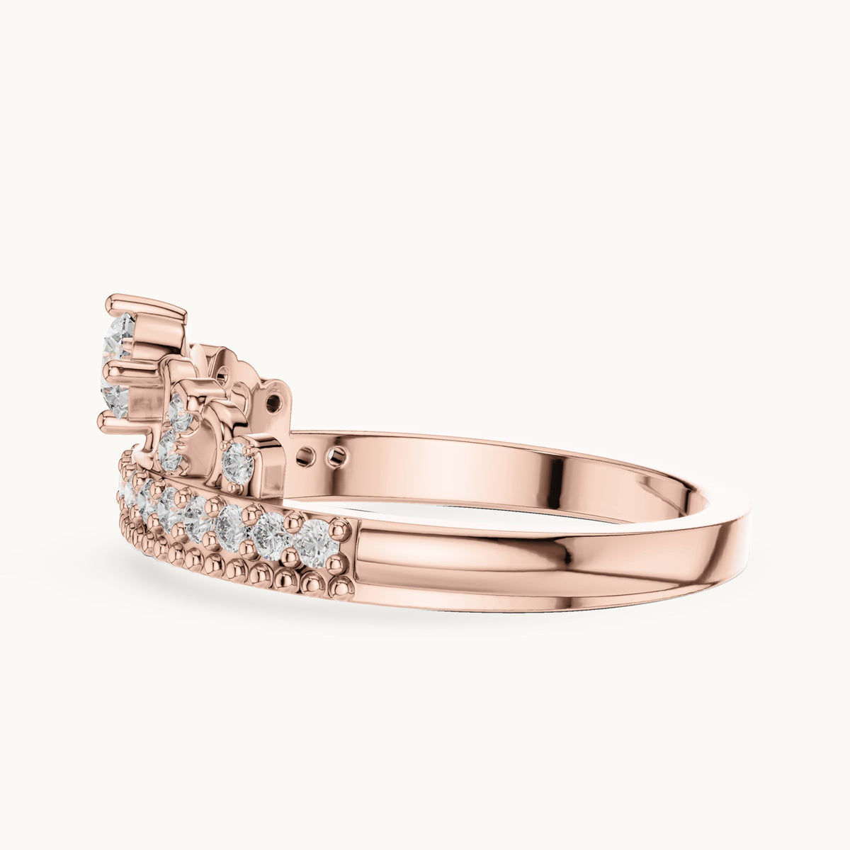 Round lab-grown diamond crown ring in rose gold, 0.364 CT TW, view 3