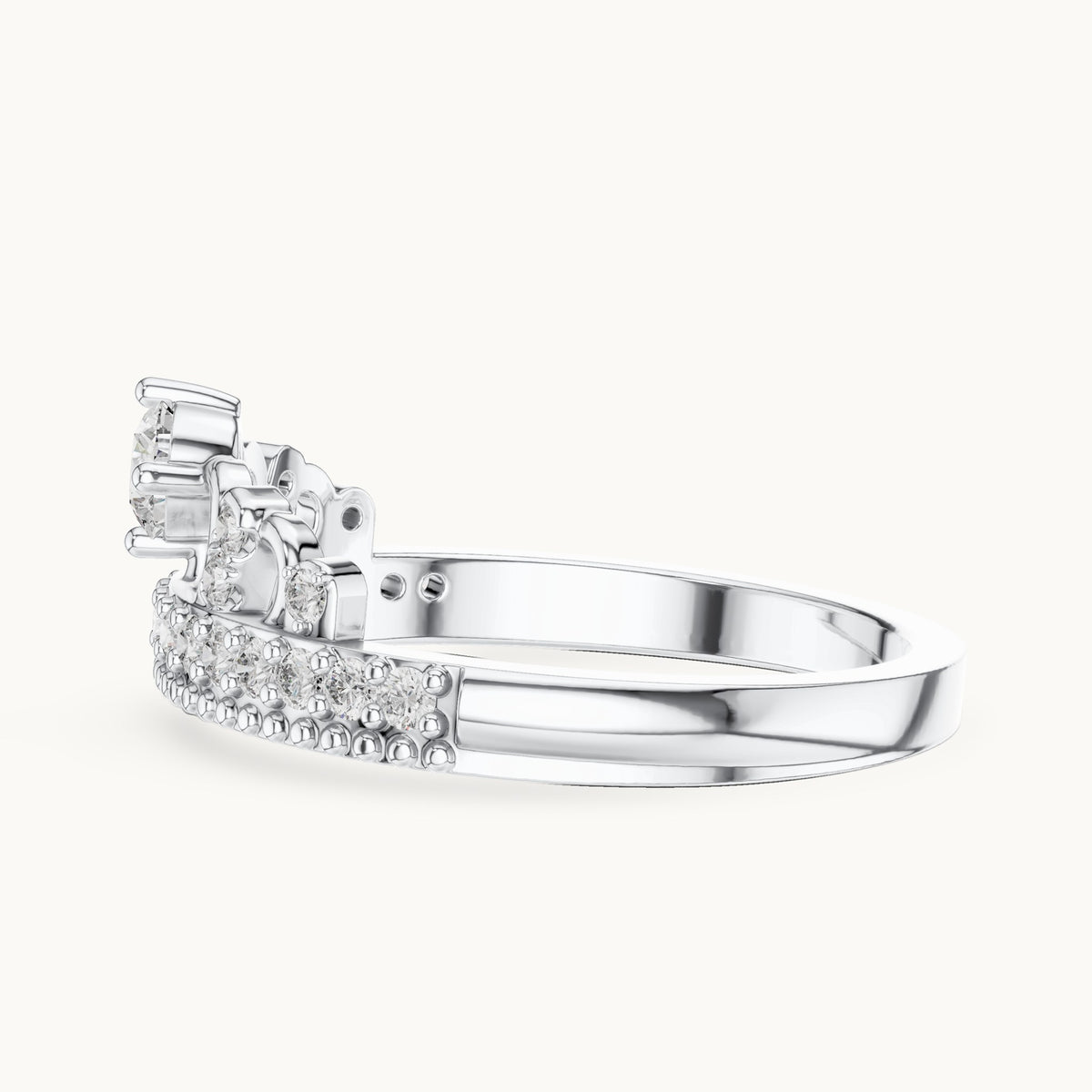 Round lab-grown diamond crown ring in white gold, 0.364 CT TW, view 3