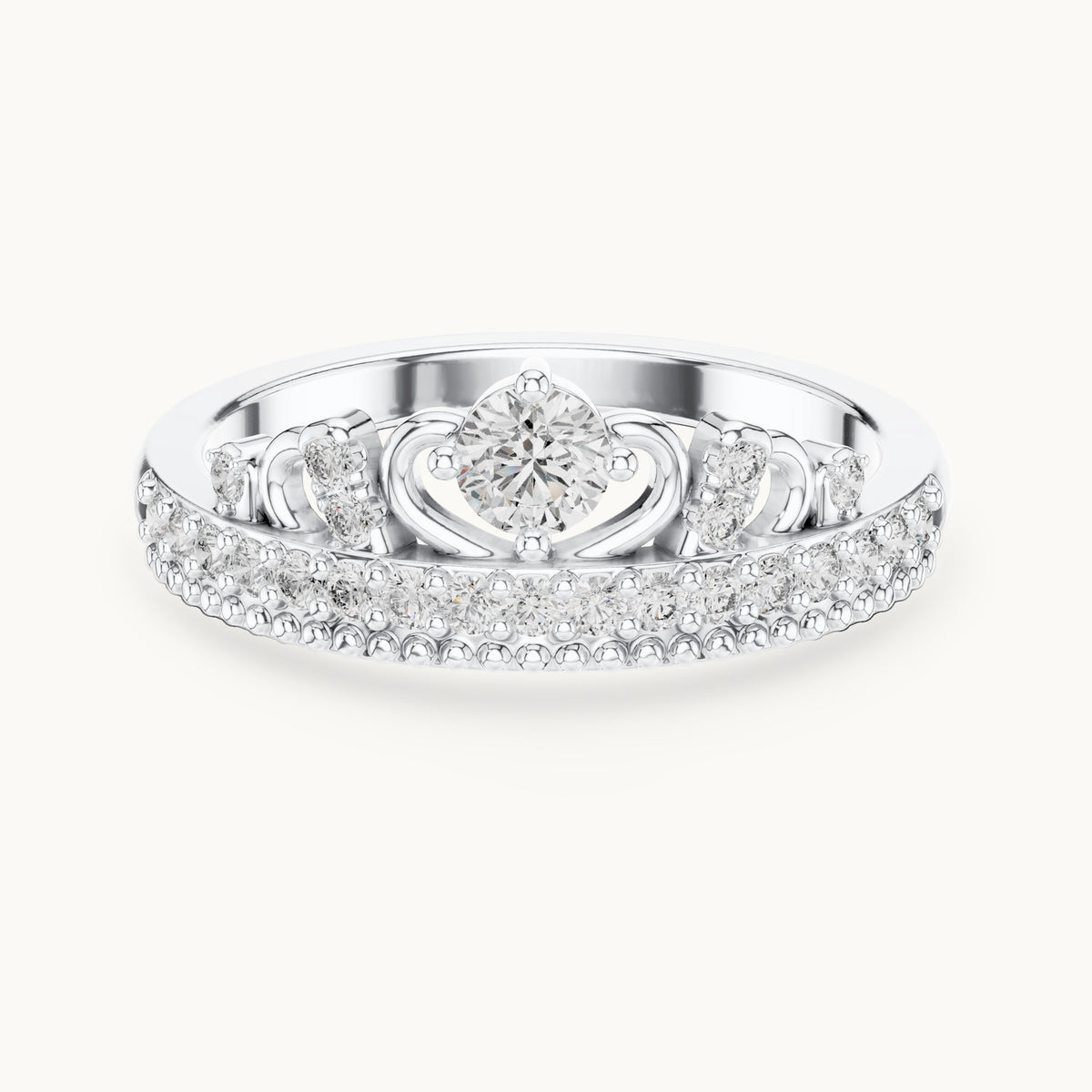 Round lab-grown diamond crown ring in white gold, 0.364 CT TW, view 4