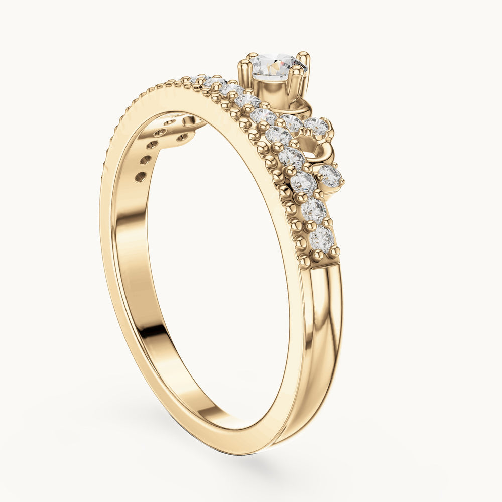 Round lab-grown diamond crown ring in yellow gold, 0.364 CT TW, view 1