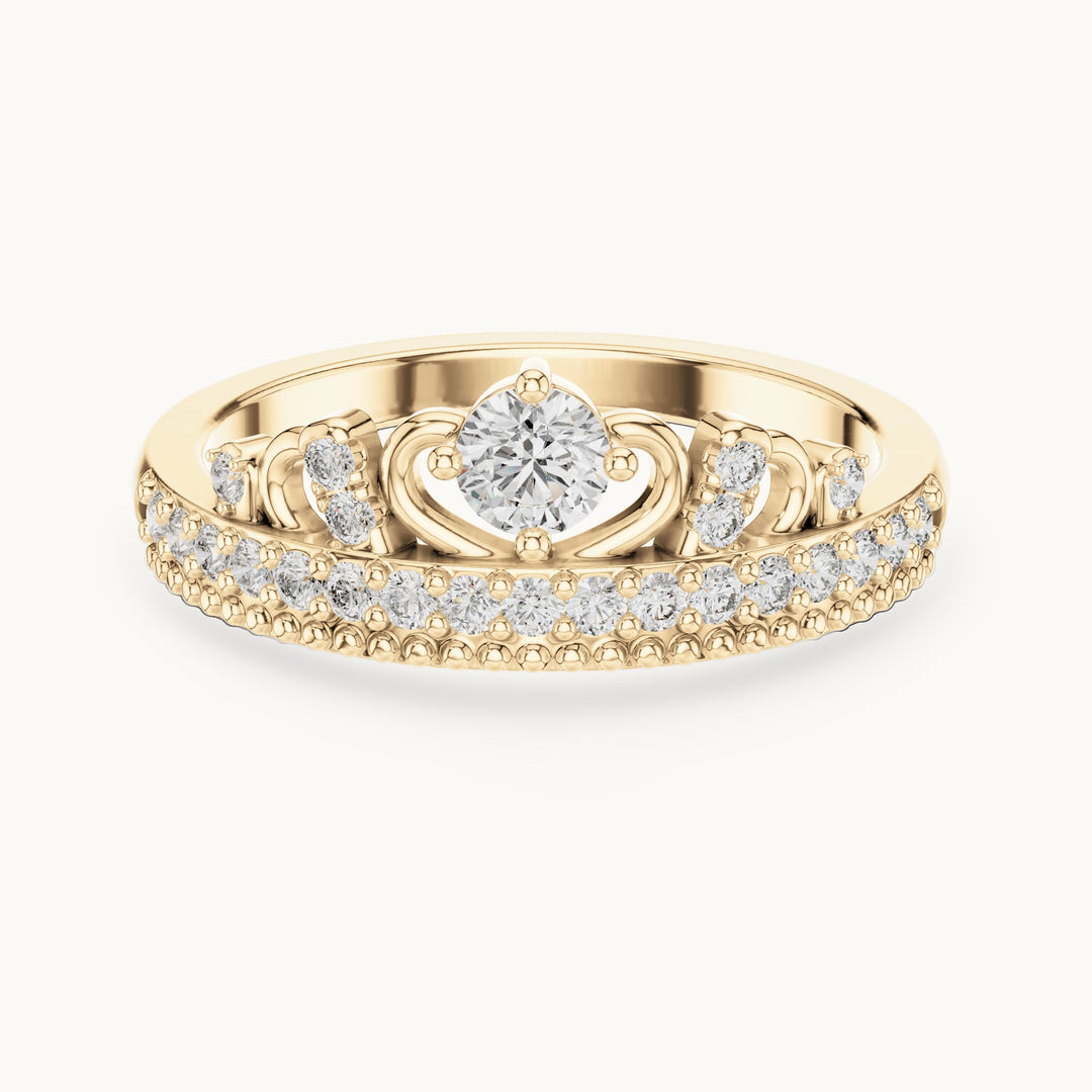 Round lab-grown diamond crown ring in yellow gold, 0.364 CT TW, view 4