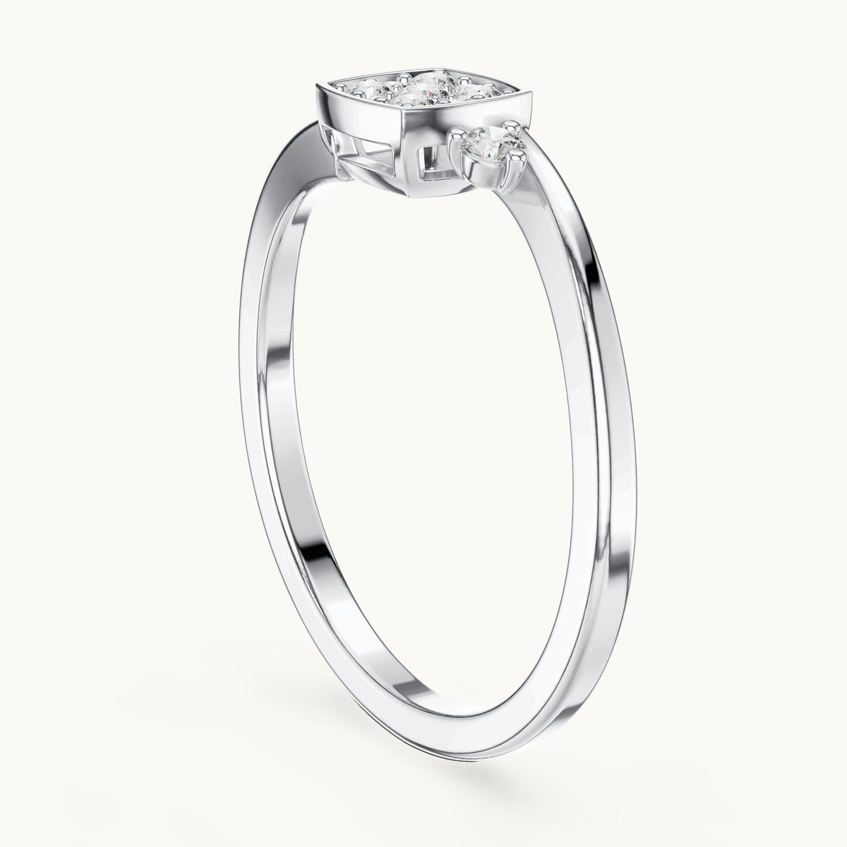 Round lab-grown diamond cushion cluster bypass ring in white gold, 0.17 CT TW, view 1
