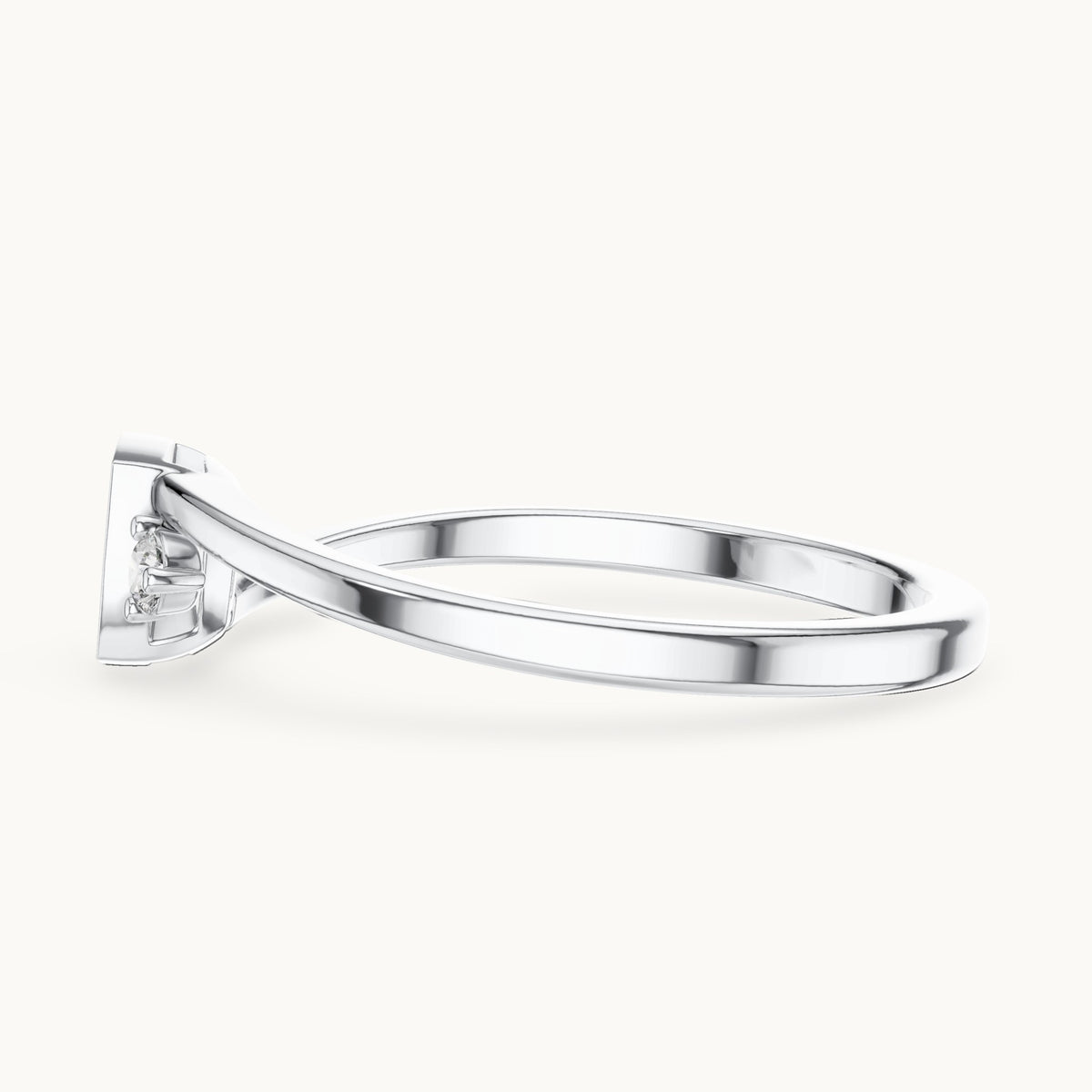 Round lab-grown diamond cushion cluster bypass ring in white gold, 0.17 CT TW, view 3