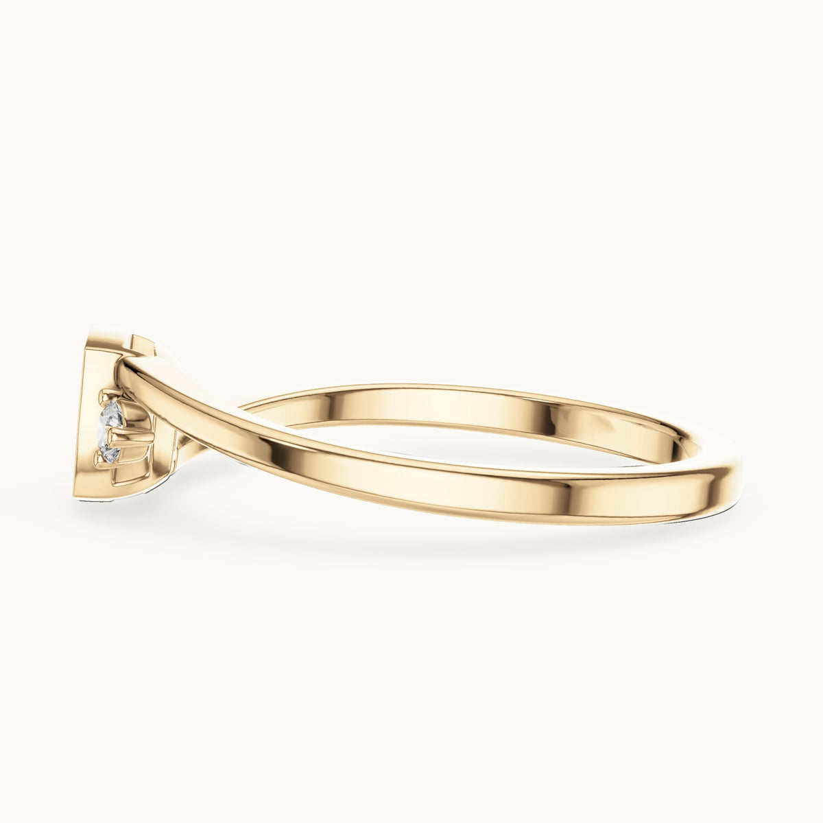 Round lab-grown diamond cushion cluster bypass ring in yellow gold, 0.17 CT TW, view 3