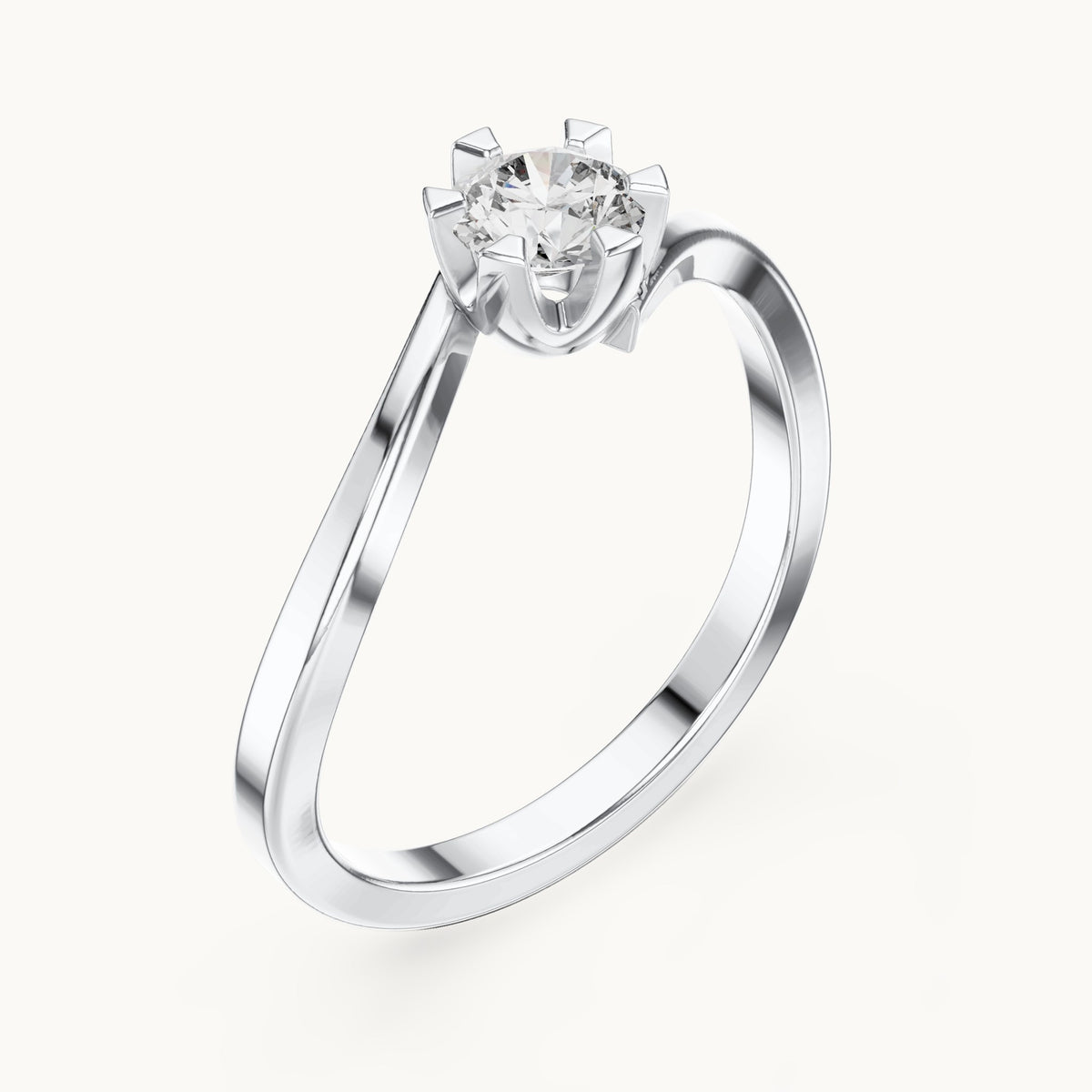 Round lab-grown diamond bypass solitaire engagement ring in white gold, 0.33 CT TW, view 2