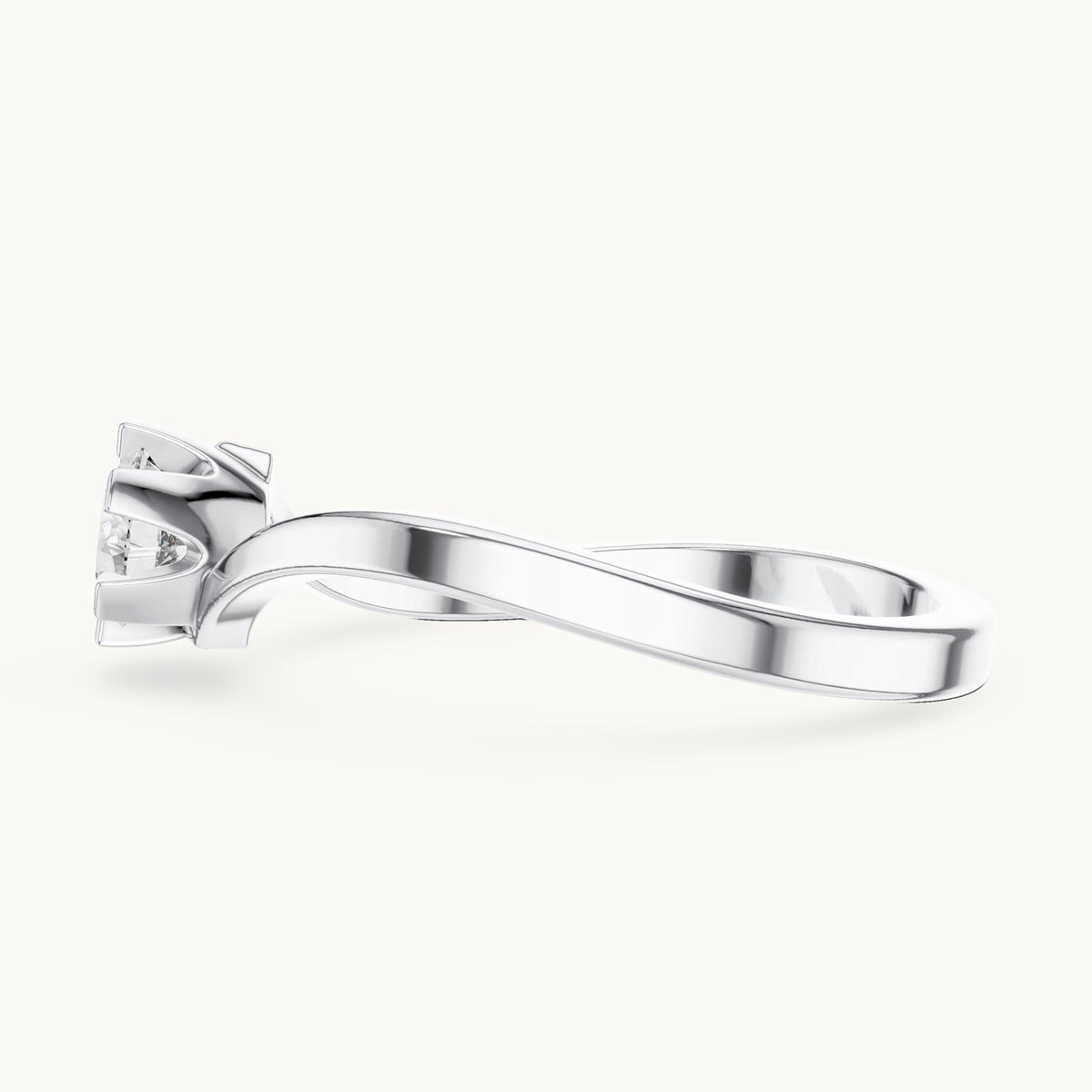 Round lab-grown diamond bypass solitaire engagement ring in white gold, 0.33 CT TW, view 3