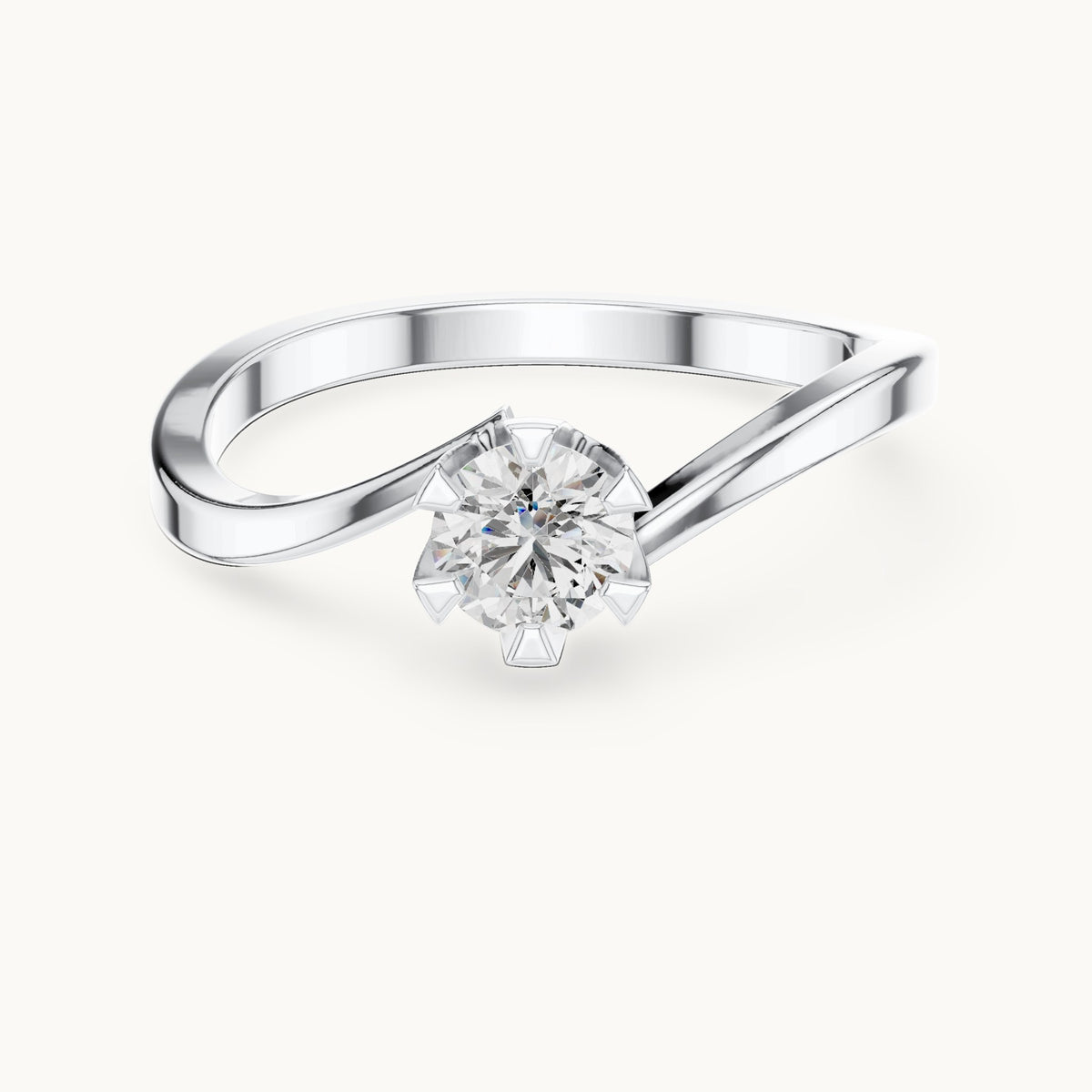 Round lab-grown diamond bypass solitaire engagement ring in white gold, 0.33 CT TW, view 4