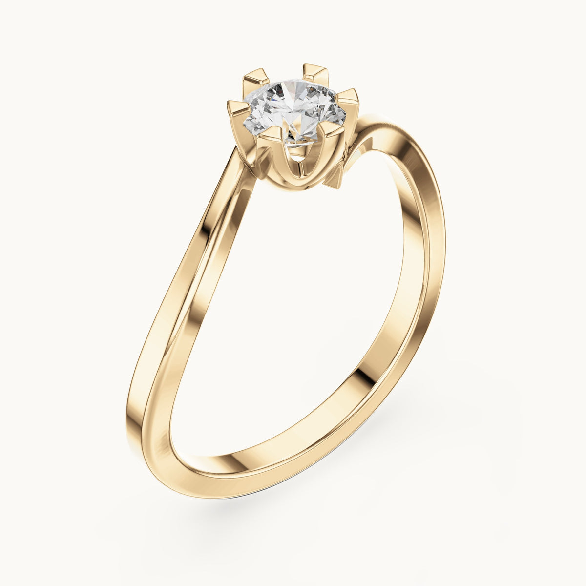 Round lab-grown diamond bypass solitaire engagement ring in yellow gold, 0.33 CT TW, view 2