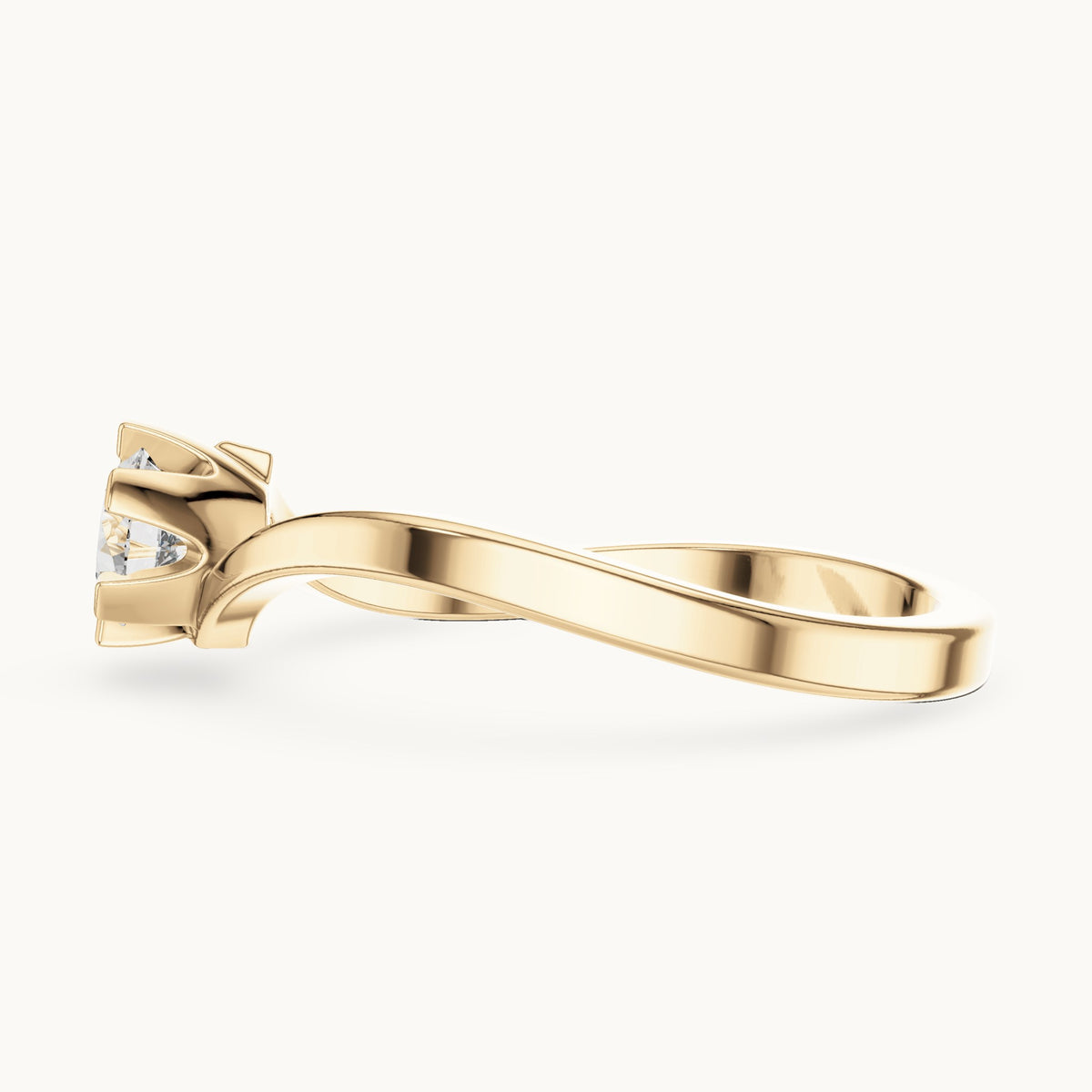 Round lab-grown diamond bypass solitaire engagement ring in yellow gold, 0.33 CT TW, view 3