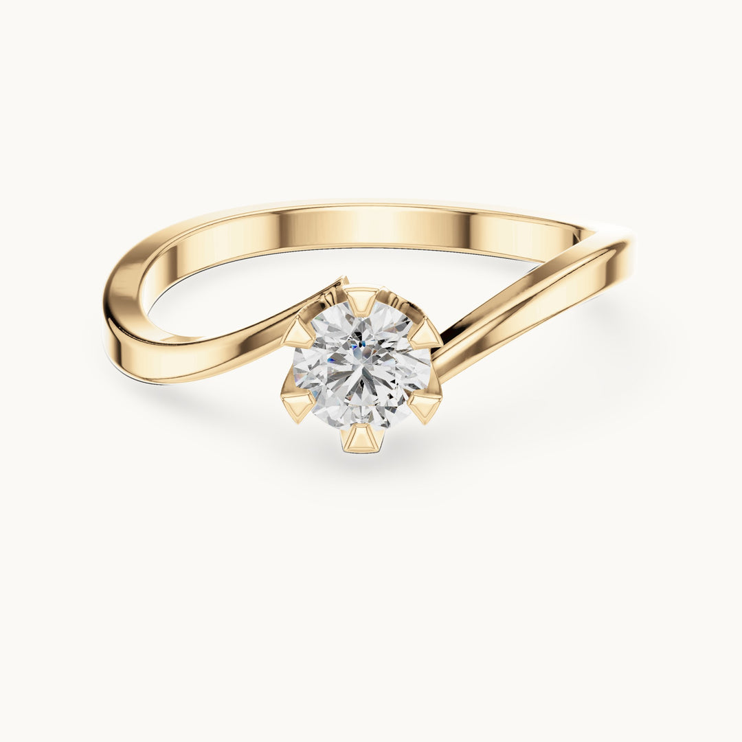 Round lab-grown diamond bypass solitaire engagement ring in yellow gold, 0.33 CT TW, view 4
