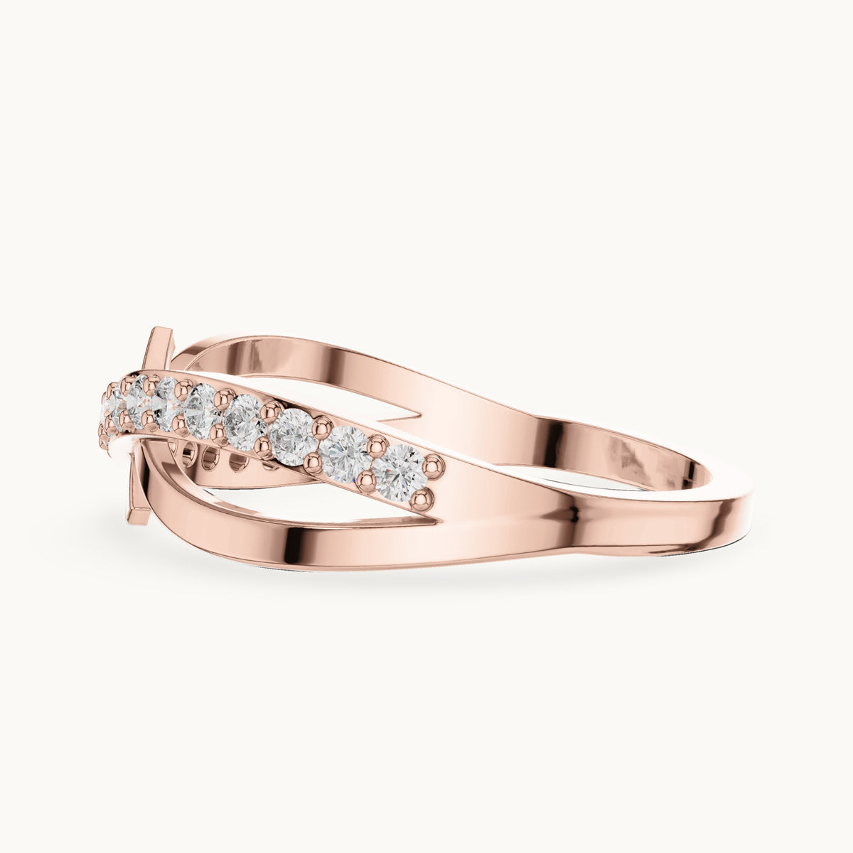 Round lab-grown diamond pavé crossover ring in rose gold, 0.266 CT TW, view 3