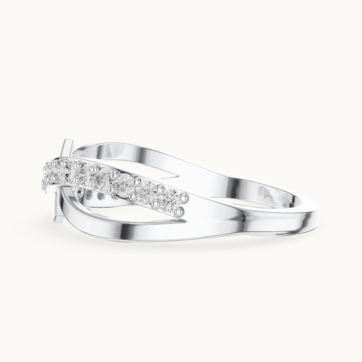 Round lab-grown diamond pavé crossover ring in white gold, 0.266 CT TW, view 3