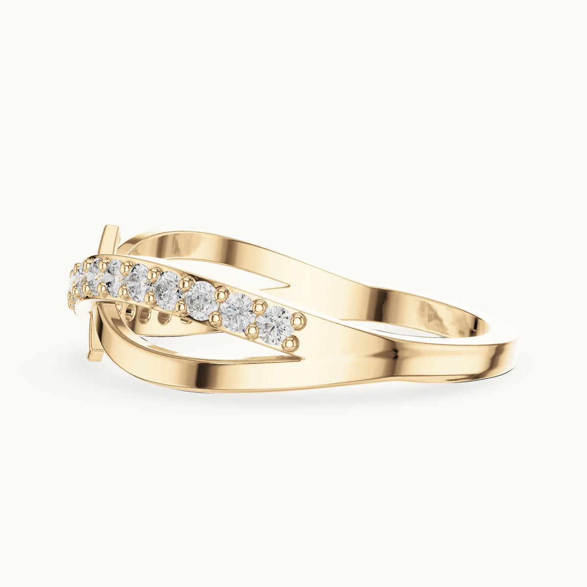Round lab-grown diamond pavé crossover ring in yellow gold, 0.266 CT TW, view 3