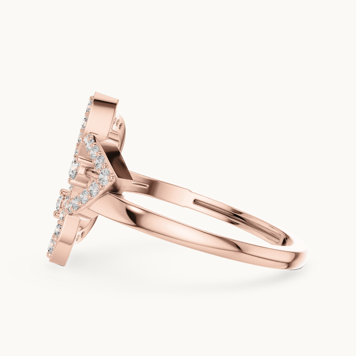 Round lab-grown diamond floral pavé ring in rose gold, 0.255 CT TW, view 3