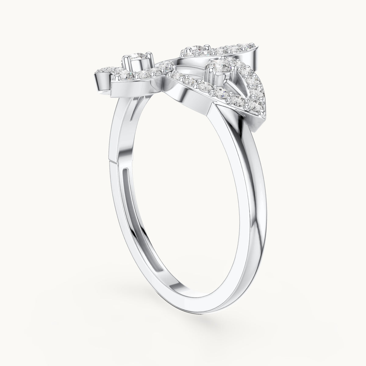 Round lab-grown diamond floral pavé ring in white gold, 0.255 CT TW, view 1