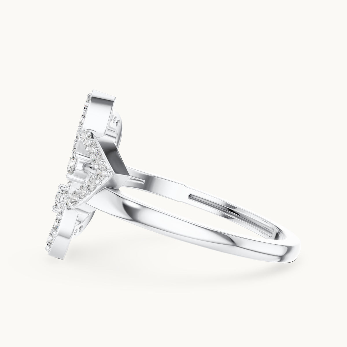 Round lab-grown diamond floral pavé ring in white gold, 0.255 CT TW, view 3