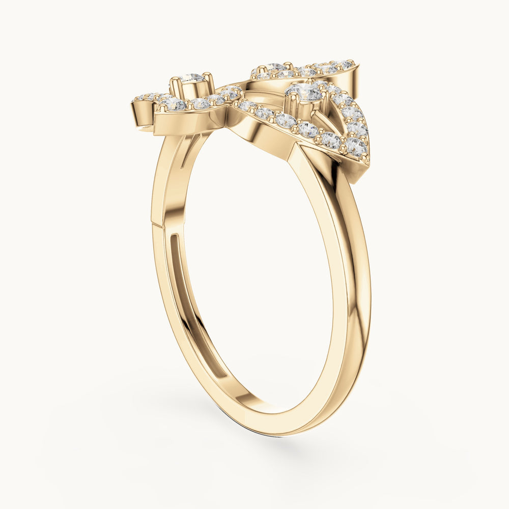 Round lab-grown diamond floral pavé ring in yellow gold, 0.255 CT TW, view 1