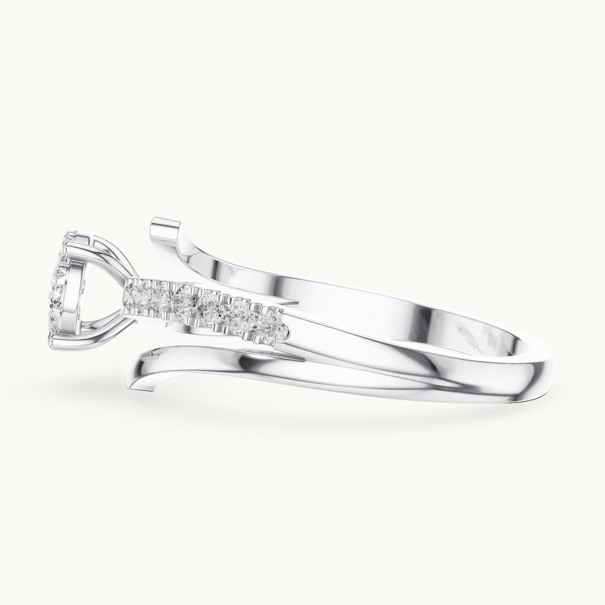Round lab-grown diamond cluster bypass ring in white gold, 0.334 CT TW, view 3