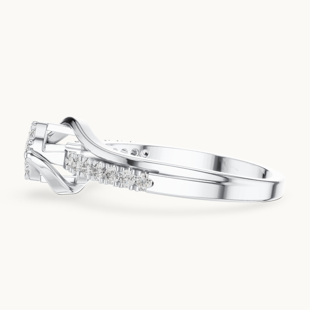 Round lab-grown diamond cluster swirl ring in white gold, 0.334 CT TW, view 3