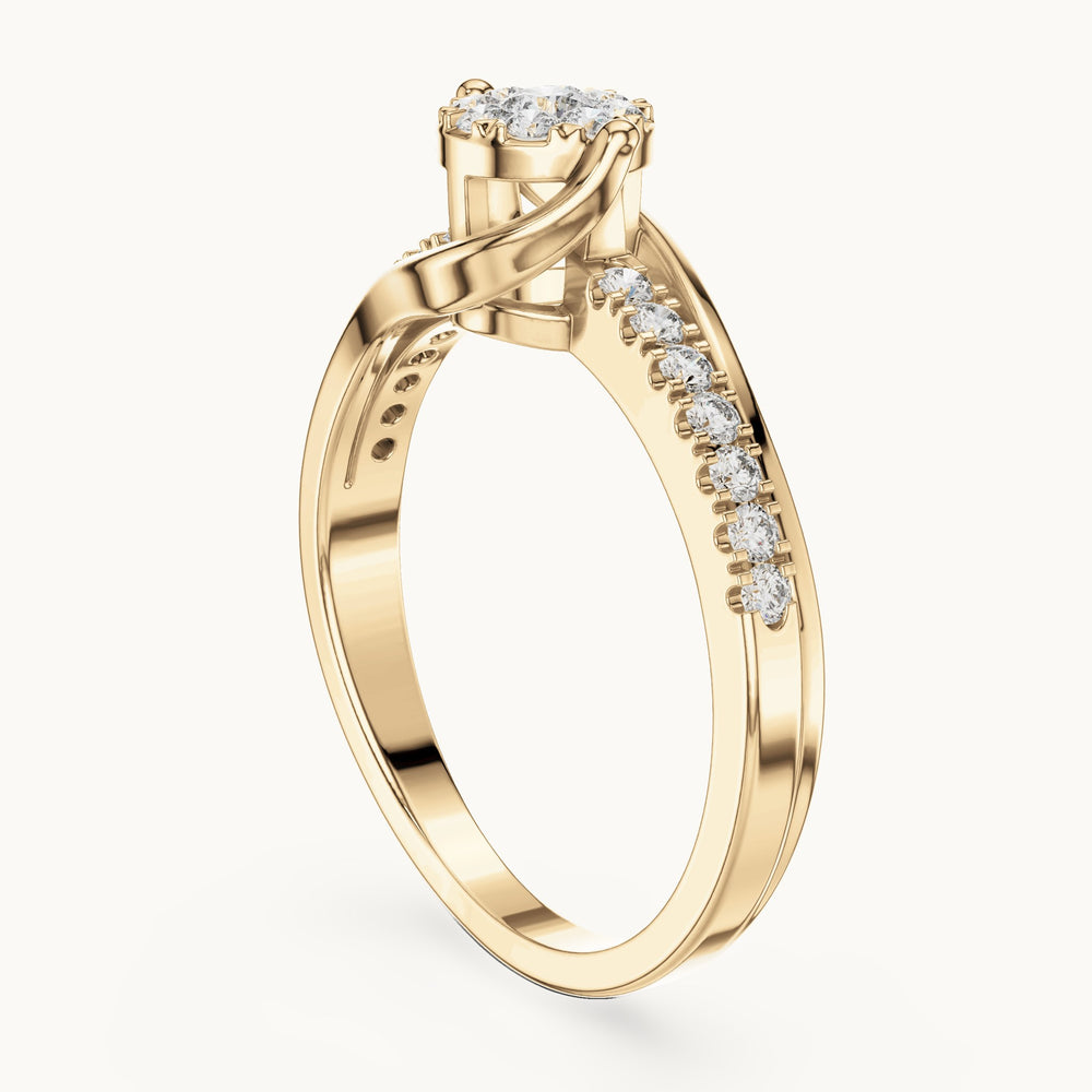 Round lab-grown diamond cluster swirl ring in yellow gold, 0.334 CT TW, view 1