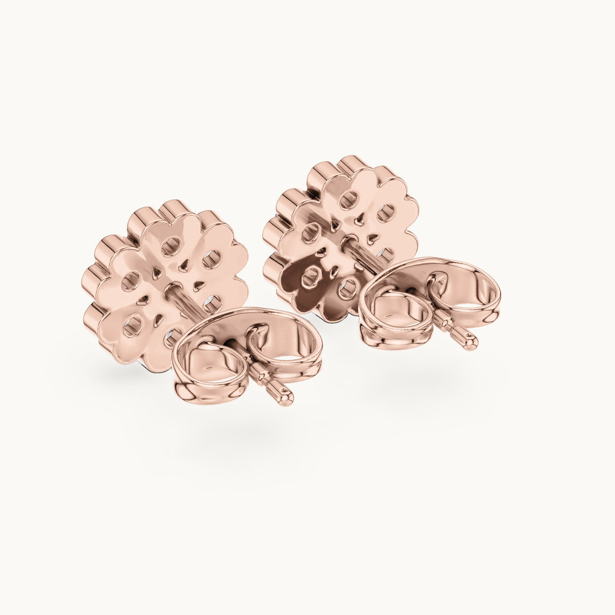 Round lab-grown diamond flower cluster stud earrings in rose gold, 0.51 CT TW, view 3