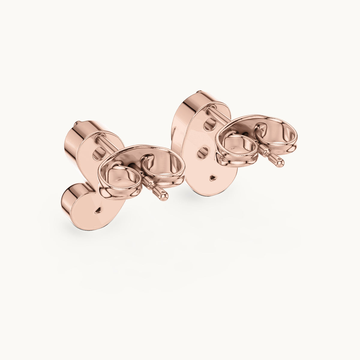 Round lab-grown diamond paisley two-stone stud earrings in rose gold, 0.23 CT TW, view 3