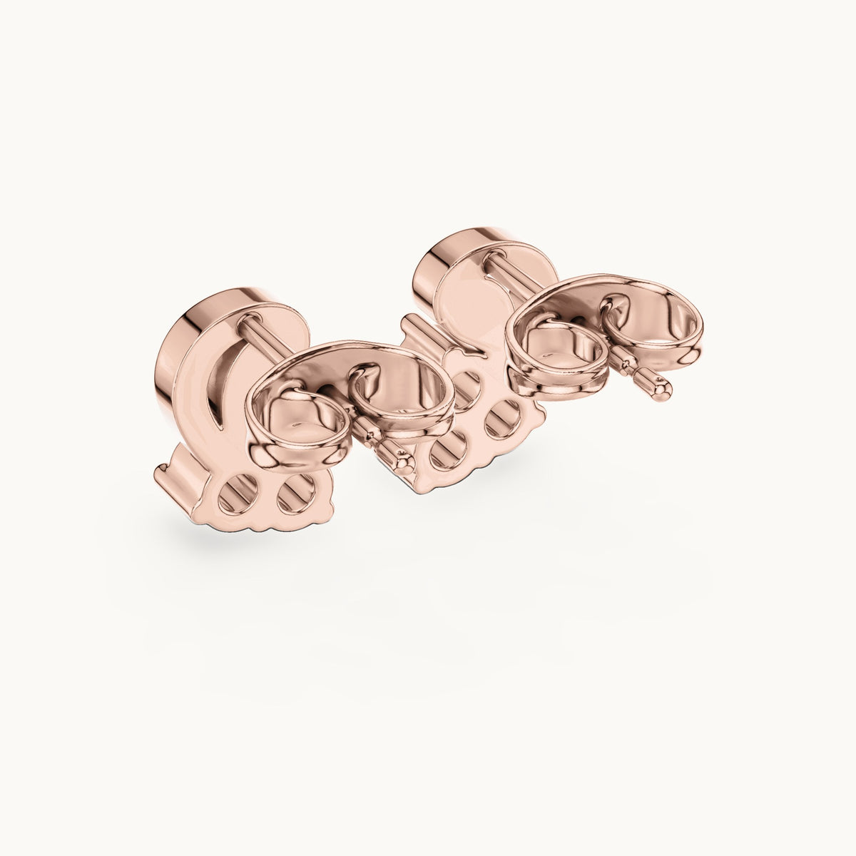 Round lab-grown diamond paisley trio cluster stud earrings in rose gold, 0.27 CT TW, view 3