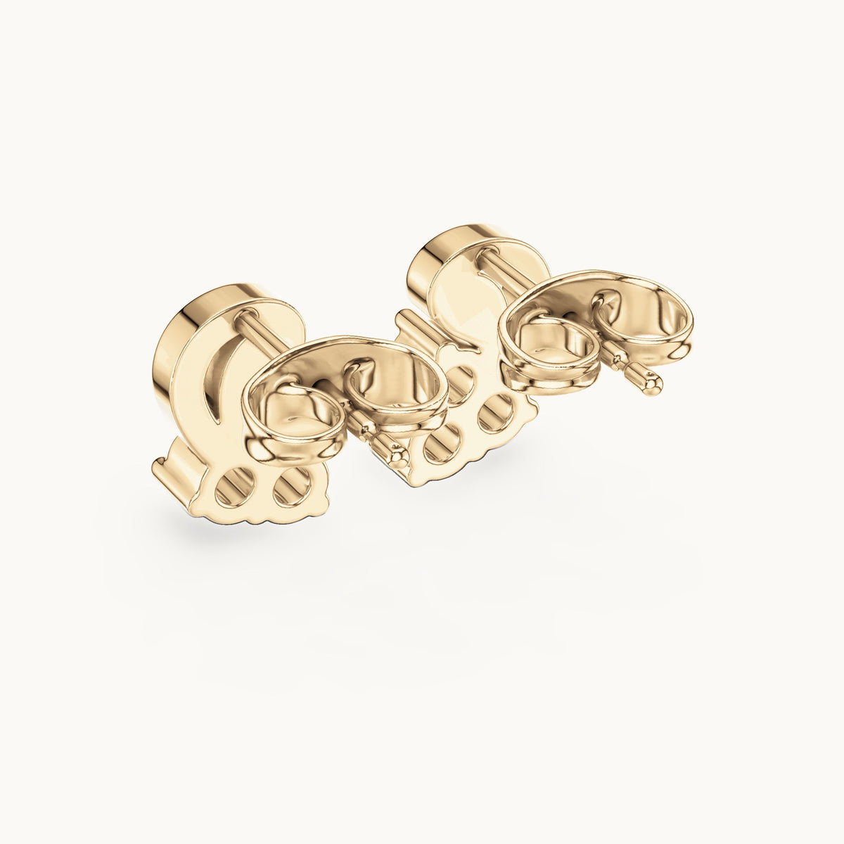 Round lab-grown diamond paisley trio cluster stud earrings in yellow gold, 0.27 CT TW, view 3