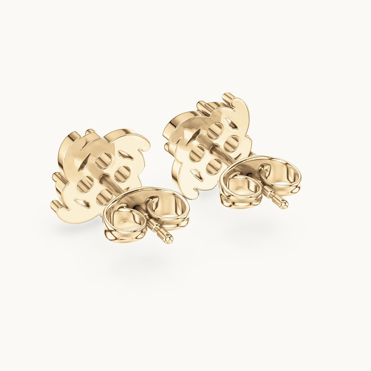 Round lab-grown diamond quatrefoil cluster stud earrings in yellow gold, 0.36 CT TW, view 3